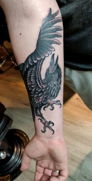 22.Traditional Raven Tattoo