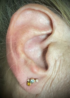  Piercing Lobe 18K Gold & Citrine, blauem und weißem Topaz