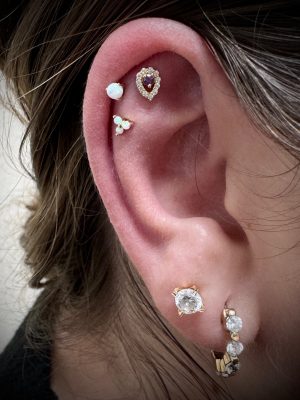Helix Flat Piercing  750 Gold & Opalen 