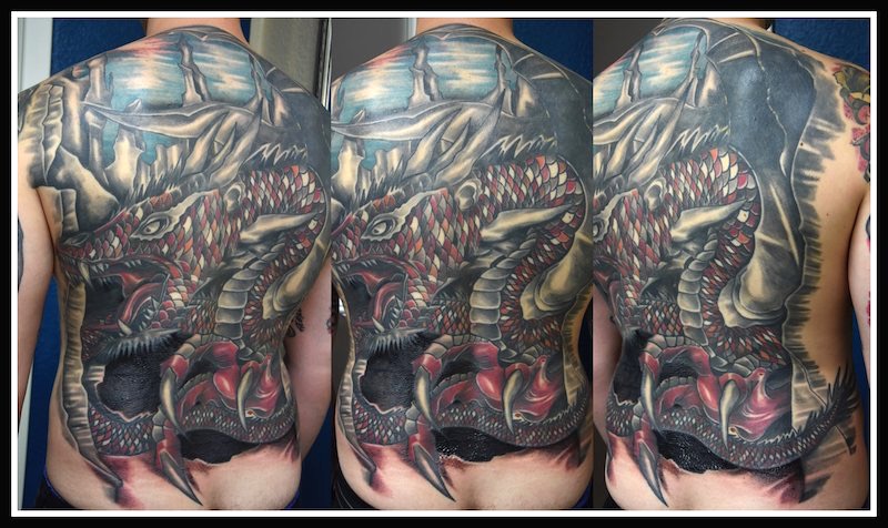 Skyrim Dragon Backpiece Tattoo